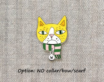Yellow Cat Pin, Personalized Shrink Plastic Brooch, Cat Lover Gift, Handmade Shrink Plastic Jewelry