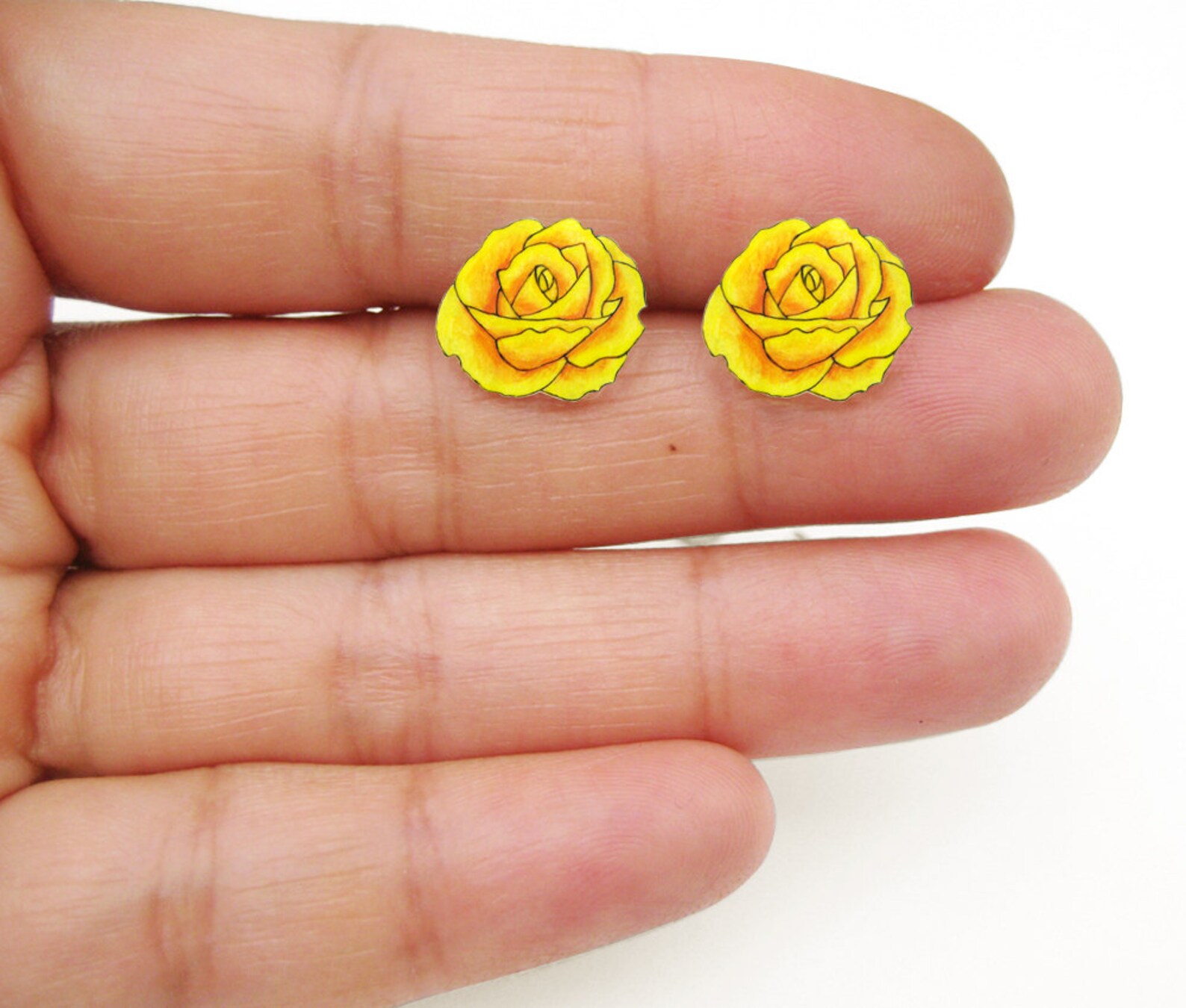 Yellow Rose Earrings Rose Jewelry Rose Jewellery Flower Etsy