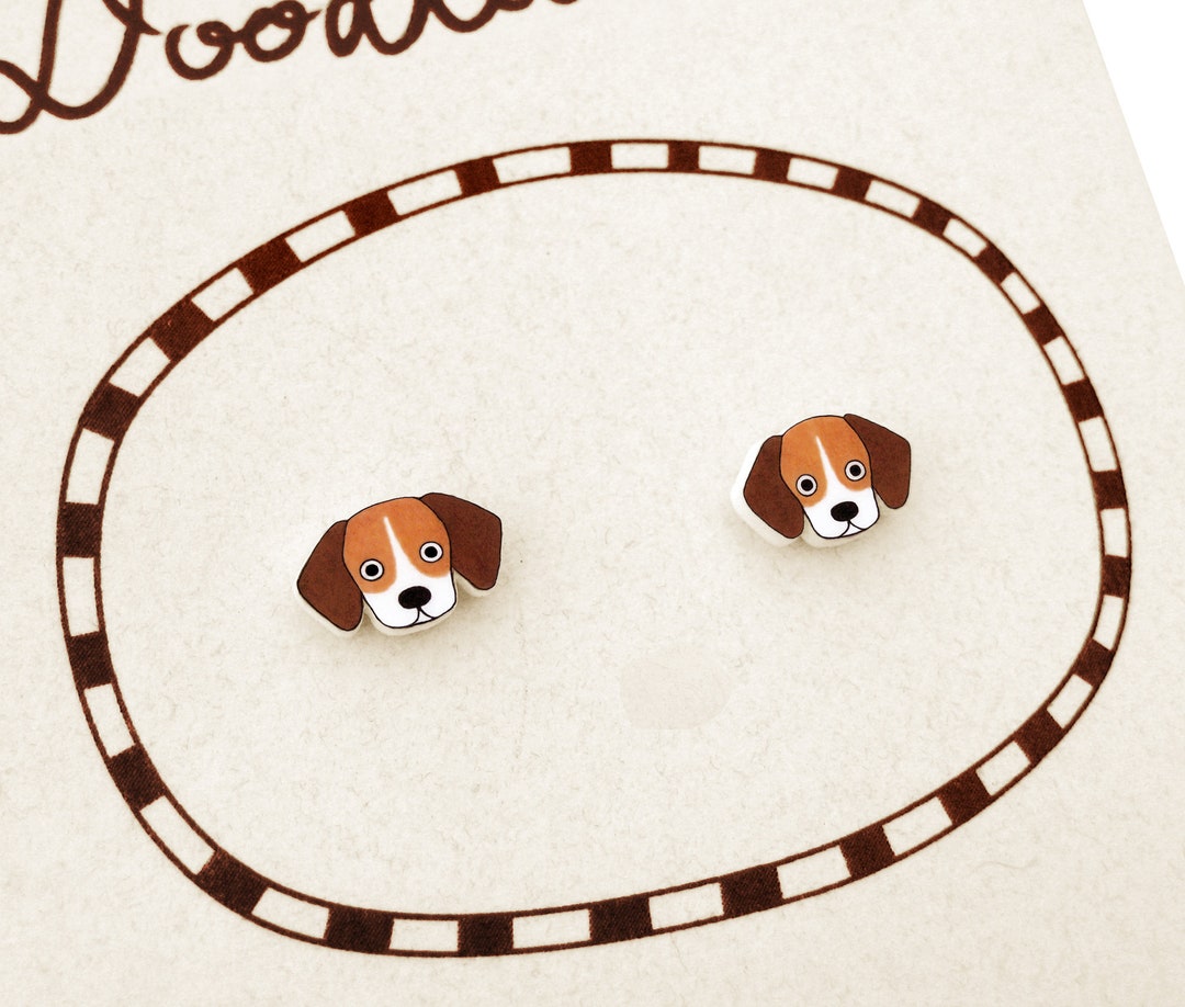 Tiny Beagle Earrings, Beagle Jewelry, Beagle Jewellery, Beagle Gifts