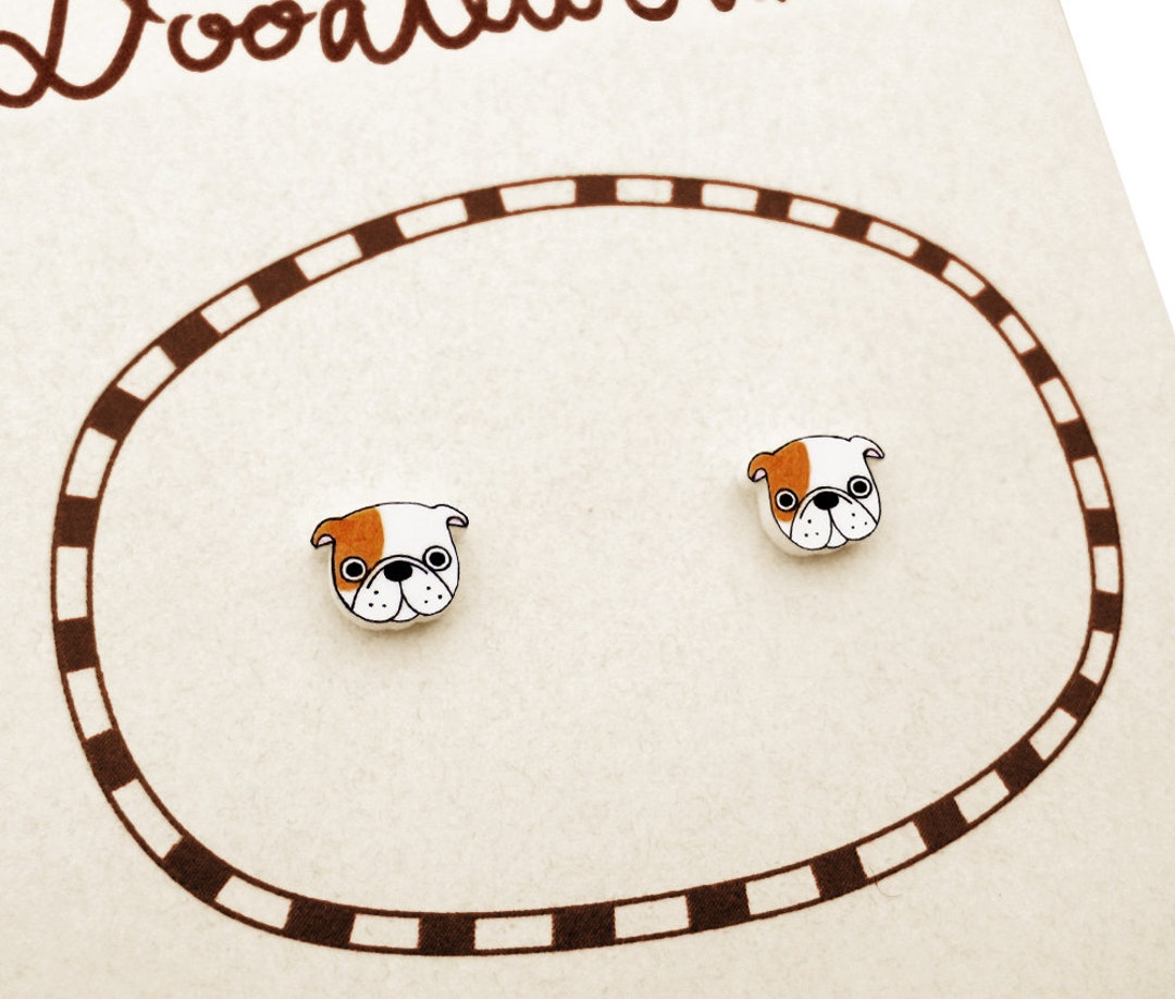 Tiny English Bulldog Earrings English Bulldog Jewelry Etsy