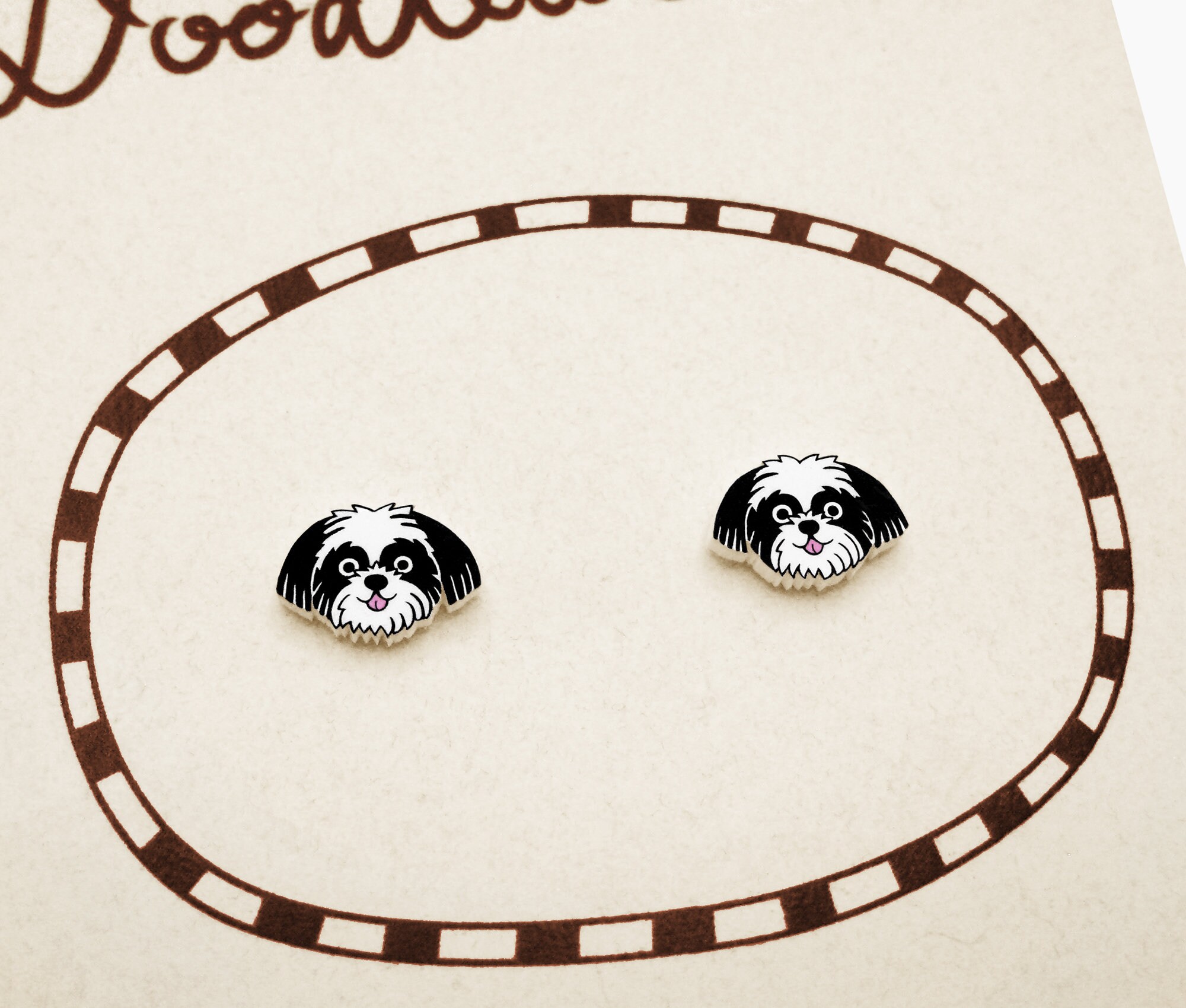 Tiny Black & White Parti Shih Tzu Stud Earrings, Shih Tzu Dog Jewelry,  Shih Tzu Lover Gift, Hypoallergenic Earrings, Shrink Plastic