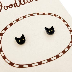 Tiny Black Cat Stud Earrings: Handmade Halloween Witch Jewelry