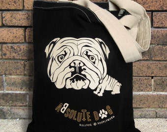 Sac fourre-tout bouledogue, cadeaux bouledogue, sac fourre-tout chien, sac fourre-tout en toile épaisse, sac fourre-tout noir