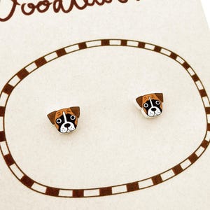 Tiny Boxer Stud Earrings, Fawn Boxer Dog Jewelry, Boxer Mom Gift, Cute Dog Earrings, Hypoallergenic Earrings, Shrink Plastic