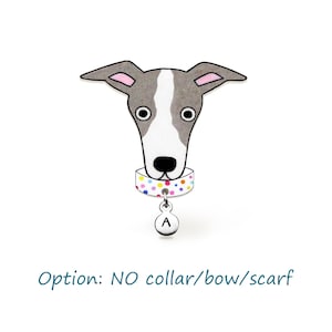 Blue Gray & White Italian Greyhound Pin, Whippet Brooch, Personalized Dog Jewelry, Handmade Shrink Plastic Dog Brooch