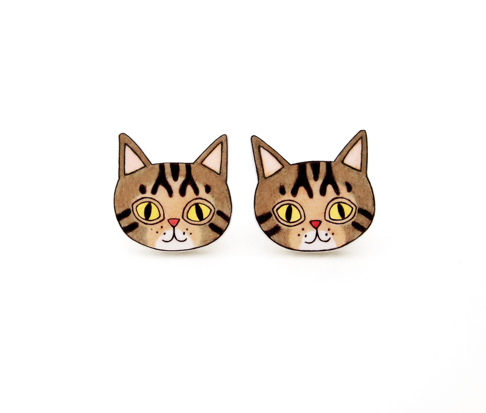Brown Tabby Cat Earrings Cat Jewelry Cat Jewellery Cat Etsy