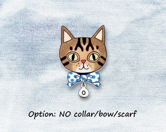 Brown Tabby Cat Pin, Personalized Shrink Plastic Brooch, Pet Lover Gift, Handmade Cat Jewelry
