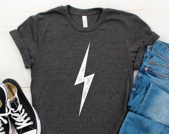 Vintage Lightning Bolt T-shirt, Flash T shirt, Lightning Tee, Flash Lightning Shirt, Flash Lightning On, Yellow Lightning, Retro Tee