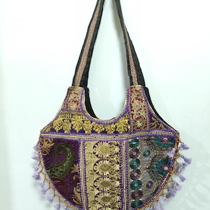 Indische handgemachte ethnischen Stil Boho Mehrzweck altes Tuch bestickte Tasche Schultertasche Seitenrucksack schräge Rucksack Banjara Tasche L804