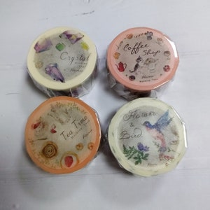 nosso hanu O gatinho morador das estrelas Fita adesiva /Atelier Hanu/ilustrador de TAIWAN / flor e pássaro / hora do chá / Cristal/ cafeteria