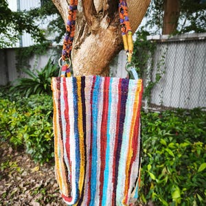 INDIAN Vintage Regenbogen Multi Farbe Rag Webtasche Henkeltasche Handtasche