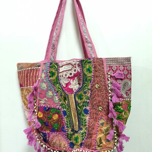 Indische handgemachte ethnischen Stil Boho Mehrzweck alten Tuch bestickt Tasche Schultertasche Seite Rucksack schräg Rucksack Banjara Tasche