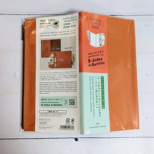 2021 Cahier du voyageur midori Traveler's company Traveler's factory Housse en coton à fermeture éclair orange