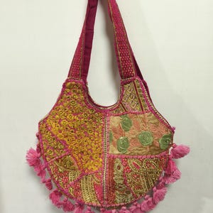 Indische handgemachte ethnischen Stil Boho Mehrzweck altes Tuch bestickt Tasche Schultertasche Seitenrucksack schräg Rucksack Banjara Tasche L812
