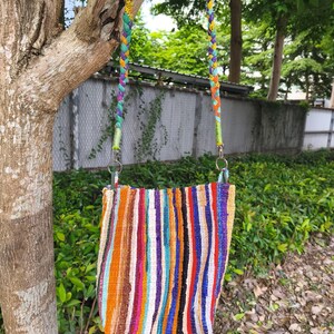 INDIAN Vintage Regenbogen Multi Farbe Rag Webtasche Henkeltasche Handtasche