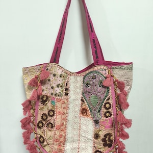 Indische Vintage Handgemacht Ethno-Design Boho Mehrzwecktasche bestickt Handgemachte Tasche Schultertasche Baumwolltasche Patchworktasche L603