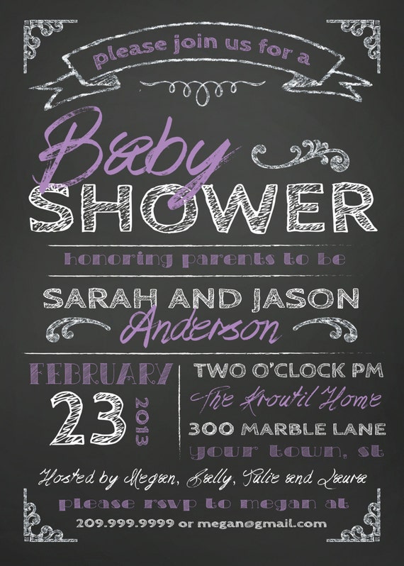 Items similar to COUPLES BABY SHOWER invitation chalkboard on Etsy