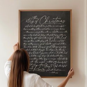 The Story of Christmas Luke 2:7-14 Verse Holiday Wall Decor | Christmas Art | Winter Decor | Print, Framed Print or Wrapped Canvas Sign