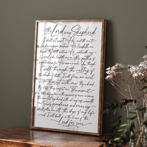 Psalm 23 The Lord Is My Shepherd Bible Verse Scripture Wall Decor | Religious Art | Custom Print, Framed Print or Canvas Sign