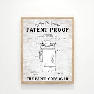 Funny Toilet Paper Patent Wall Art, Bathroom Humor: Print, Framed Print ...