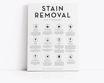 Stain Removal Guide Laundry Wall Decor, Laundry Wall Art | Modern Farmhouse Laundry | Available as Print, Framed Print or Canvas Sign