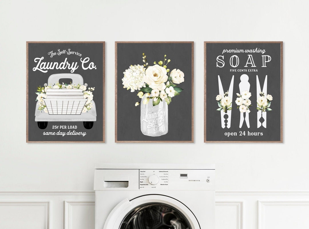 Laundry Wall Decor | Laundry Co Truck Clothespin WHITE Set of 3 | Chic ...