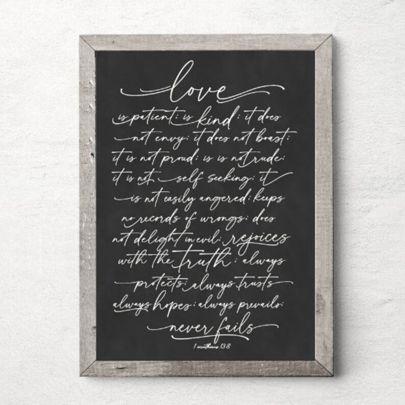 Love is Patient 1 Corinthians 13:4 Bible Verse Scripture Wall Decor I ...