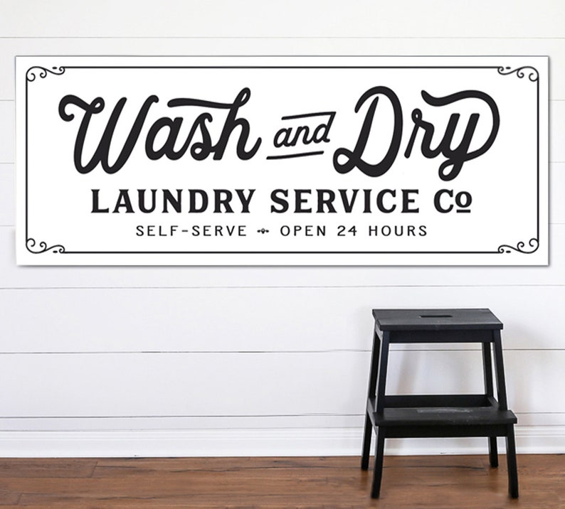 Wash and Dry Laundry Service Co Canvas Sign Planked Look | Etsy