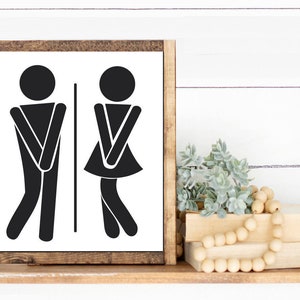 Funny Restroom Symbols Bathroom Wall Art | Bathroom Wall Decor | Bathroom Humor | Available as Print, Framed Print or Canvas Sign