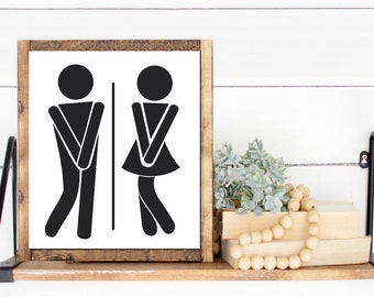 Funny Restroom Sign: Bathroom Humor Wall Art, Print, Framed Print, or Canvas