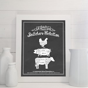 Butchers Selection Kitchen Kitchen Wall Decor | Kitchen Dining Room Art | Available as Print, Framed Print or Wrapped Gallery Canvas Sign