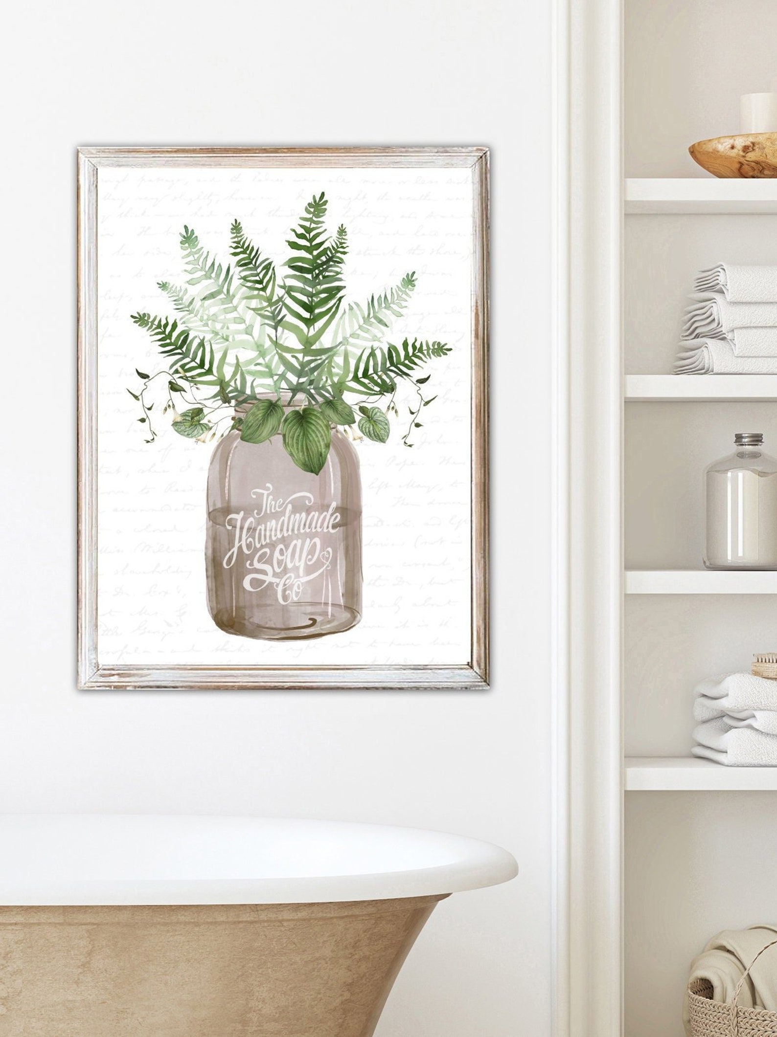 Set of 3 Natural & Greenery Bathroom Wall Art: the Cotton Co - Etsy