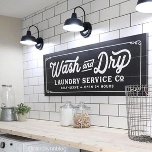 Wash and Dry Laundry Service Co Sign - Lettered & Lined