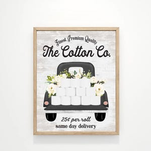 Black Cotton Co 25 Cents Per Roll Bathroom Wall Art, Farmhouse Bathroom Wall Decor | Available as Print, Framed Print or Canvas Sign