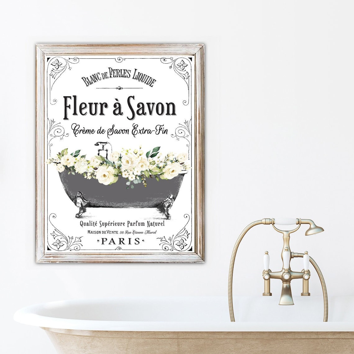 Set of 2 Black and White French Bathroom Wall Art French Etsy