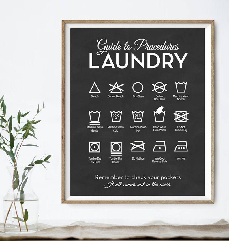 Laundry Symbols Guide Cheat Sheet Laundry Wall Art Laundry Etsy