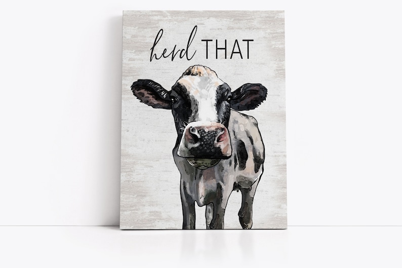 Examples of canvas sign Set of 4 Custom Bathroom Art: Llama, Cow, Sheep & Donkey | Lettered & Lined