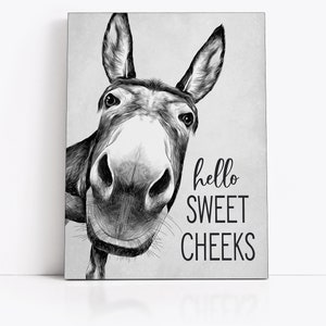 Hello Sweet Cheeks Funny Custom Bathroom Wall Art | Humor Bathroom Wall Decor | Available as Print, Framed Print or Canvas Sign