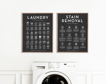 Laundry Room Wall Art Set, Stain Removal Guide, Modern Farmhouse Decor