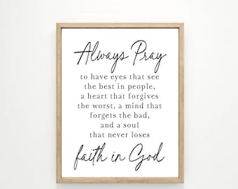Always Pray Faith In God Art | Religious Home Wall Decor
