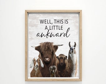 Funny Animal Gang Bathroom Wall Art | Awkward Photo Decor (Print, Framed Print, Canvas)