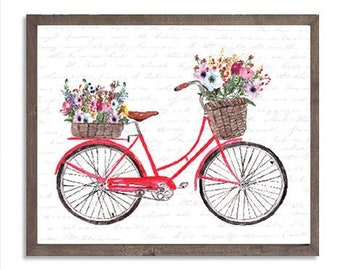 Floral Bike Paper Cut on Hand Painted Paper Bicycle With - Etsy