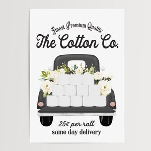 Black Cotton Co 25 Cents Per Roll Bathroom Wall Art, Farmhouse Bathroom Wall Decor Available as Print, Framed Print or Canvas Sign image 2