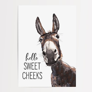 Examples of paper print Set of 4 Custom Bathroom Art: Llama, Cow, Sheep & Donkey | Lettered & Lined