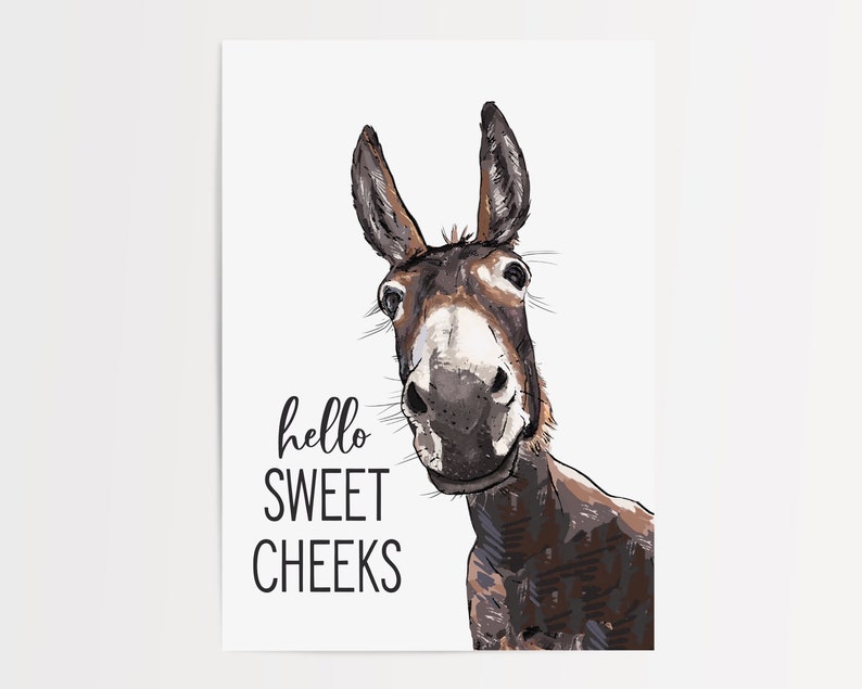 Examples of paper print Set of 4 Custom Bathroom Art: Llama, Cow, Sheep & Donkey | Lettered & Lined