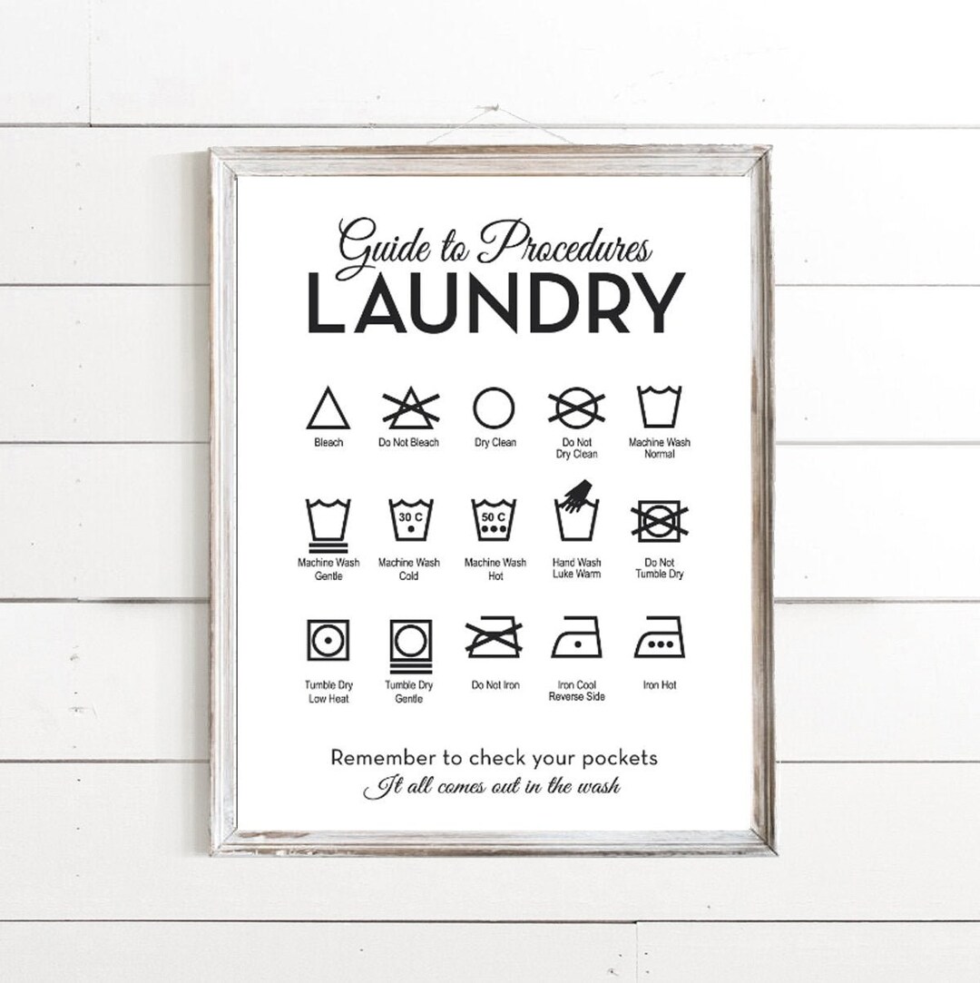 Laundry Wall Art, Laundry Wall Decor, Laundry Room Symbols Sign, Framed ...