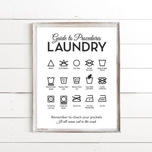 Laundry Wall Art, Laundry Wall Decor, Laundry Room Symbols Sign, Framed Laundry Art Print, Trendy Laundry Room, Farmhouse Laundry Themed