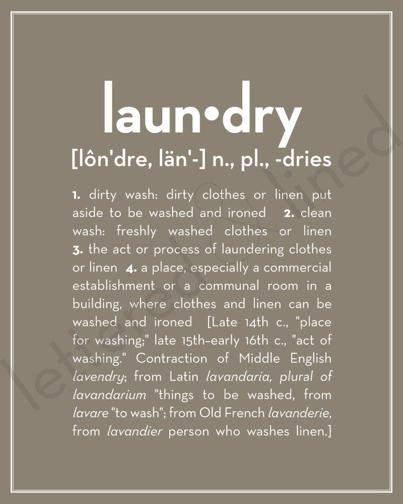 Definition of Laundry print Define Meaning History Etsy