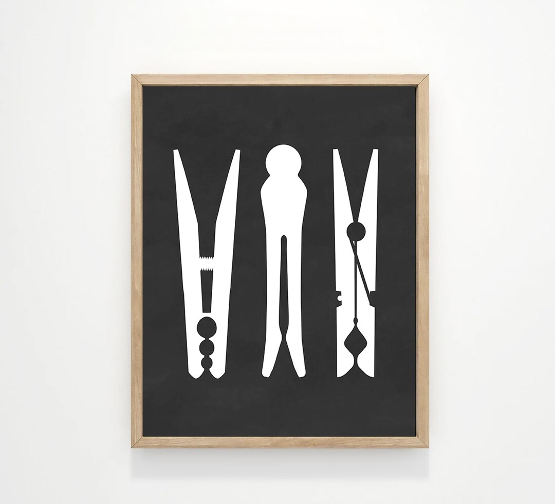 Three Clothespins Laundry Wall Art | Laundry Wall Decor | Laundry Room ...