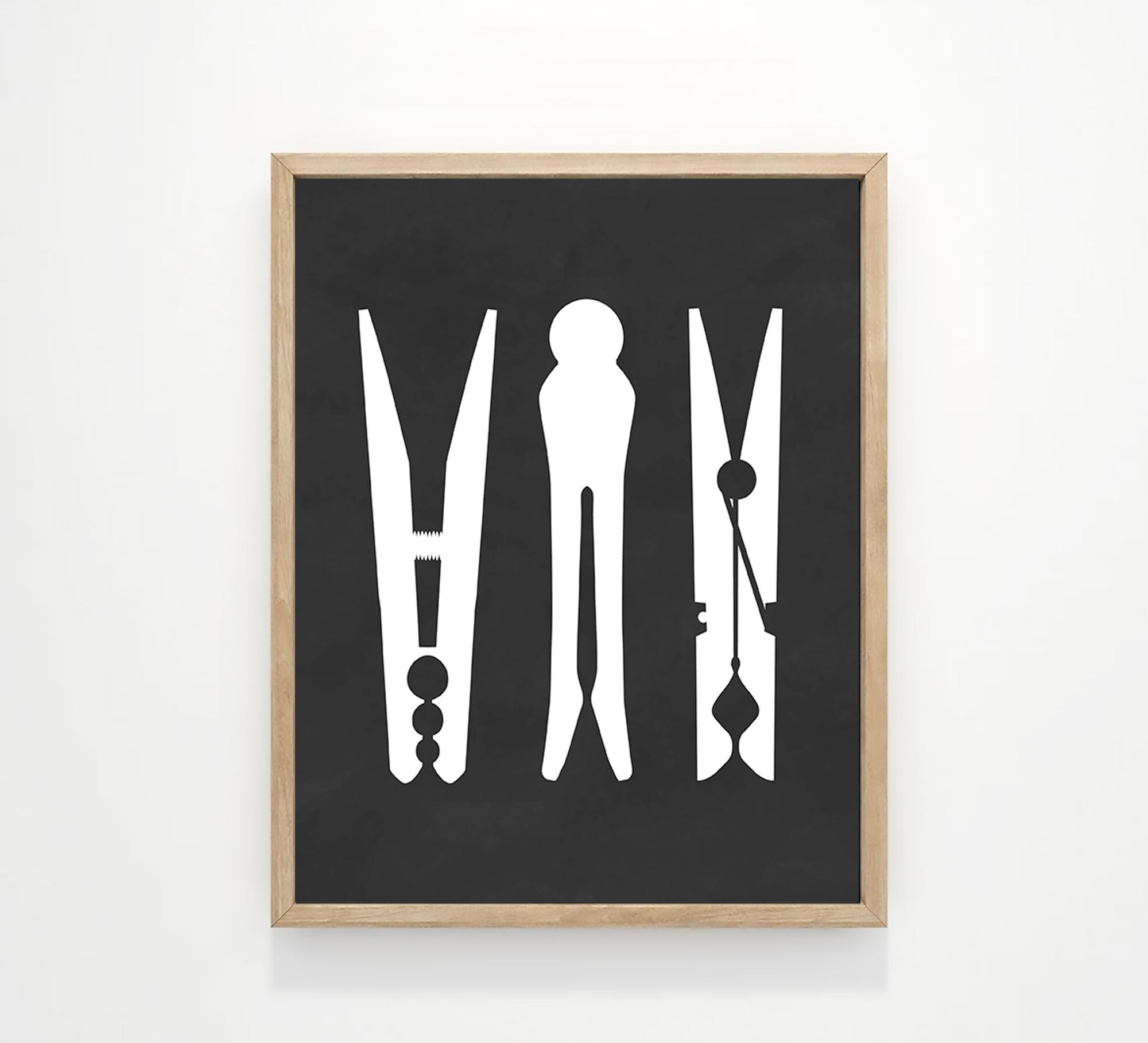 Three Clothespins Laundry Wall Art | Laundry Wall Decor | Laundry Room ...